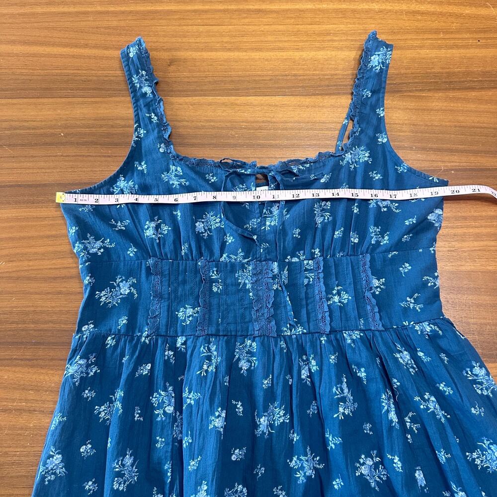 AE American Eagle Navy Corset Floral Midi Dress, Smocked Milkmaid Cottage XL - Picture 7 of 14